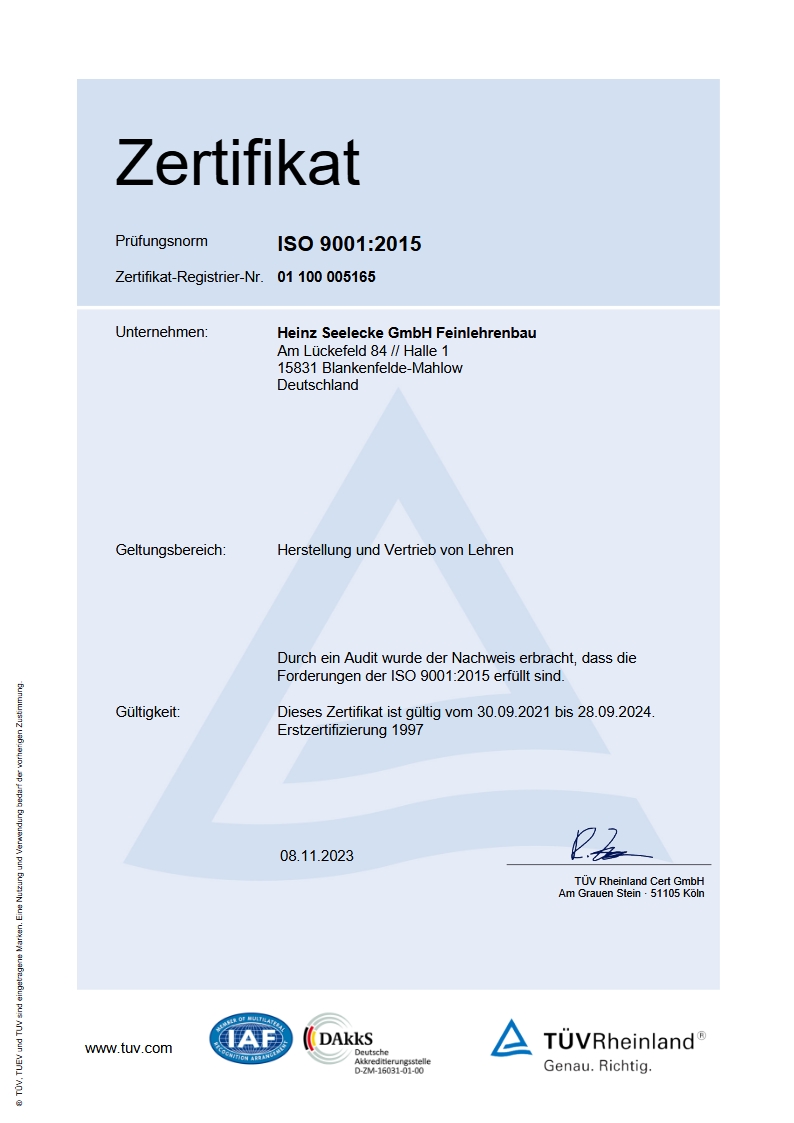 TV-Zertifikat ISO 9001 deutsch